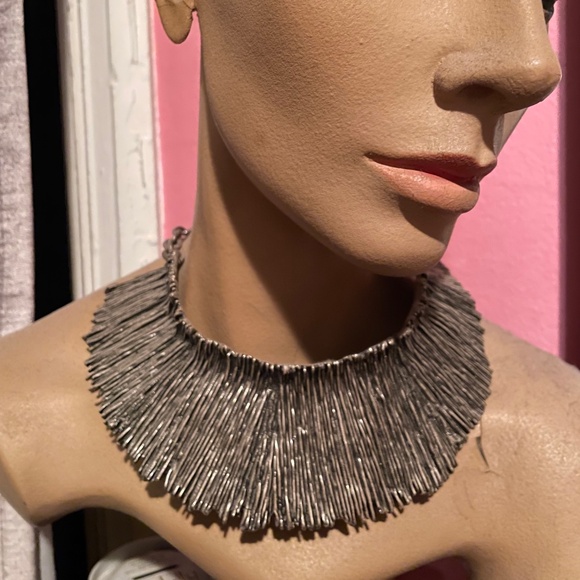 French Designer BICHE DE BERE PARIS Pewter Silver Collar RARE - Picture 1 of 10
